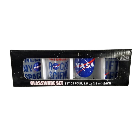 Silver Buffalo Other - 🆕NASA Themed Sayings Shot Glass Set of 4 Silver Buffalo Other - 🆕NASA Themed Sayings Shot Glass Set of 4